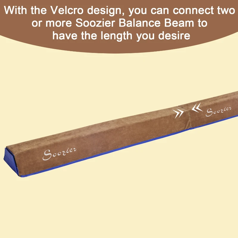 Soozier 4FT Sectional Floor Balance Beam Gymnastic Training Soft Suede Low Height for Kids