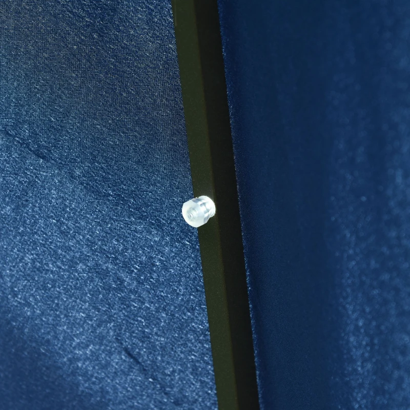 Outsunny 6.5x10ft Patio Umbrella Rectangle Solar Powered Tilt Aluminum Outdoor Market Parasol with LEDs Crank (Dark Blue)