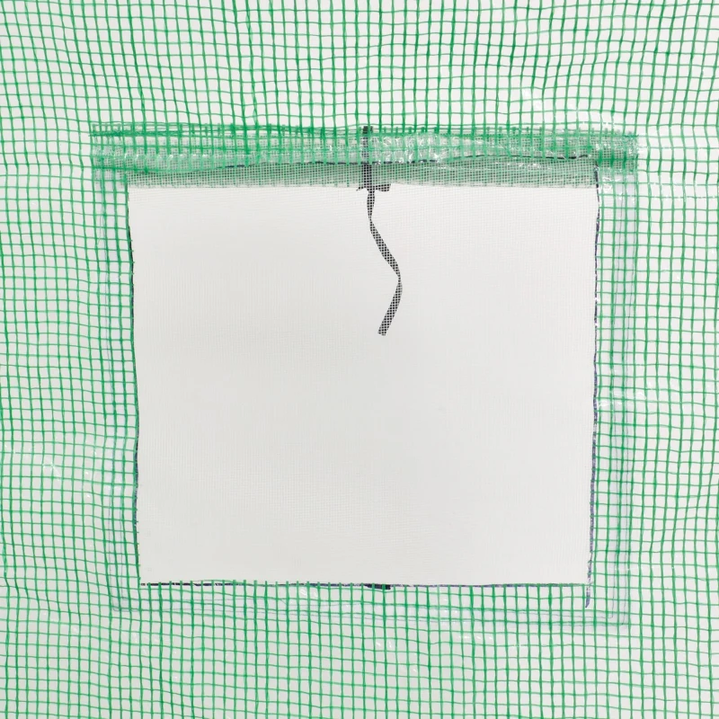 Outsunny 10' x 5' x 7' Lean to Greenhouse, Walk-In Wall Green House Plant Nursery with 2 Roll-up Doors and Window, PE Cover and 3 Wire Shelves, Green