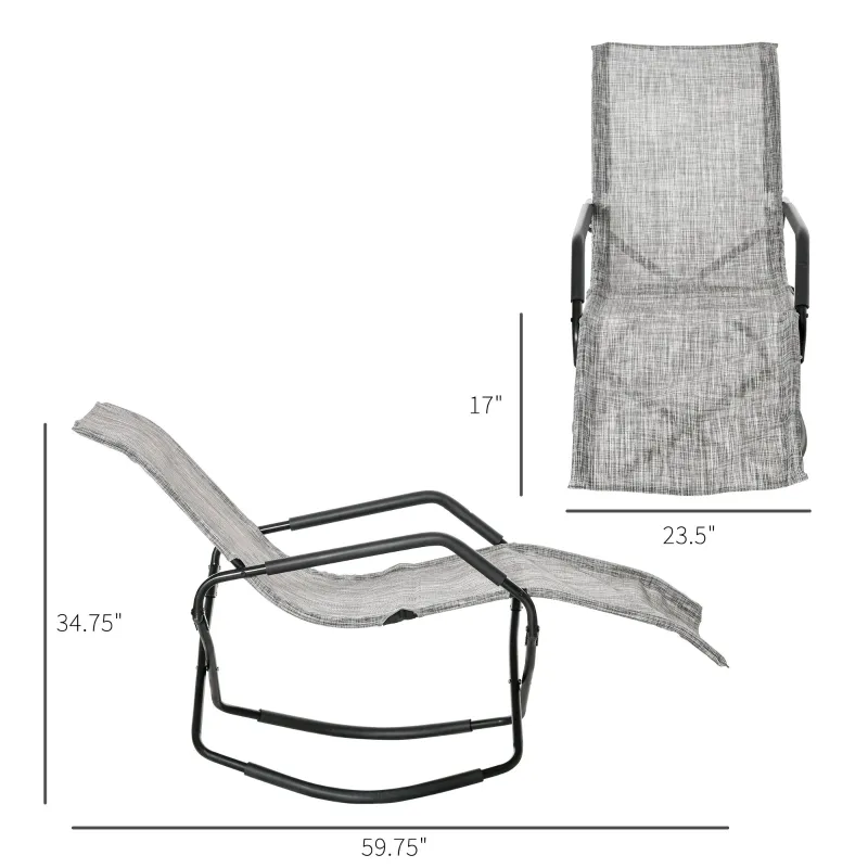 Outsunny Folding Zero-Gravity Rocking Chair, Sun Lounger for Backyard or Pool, Ergonomic Design for Ultimate Comfort, Grey