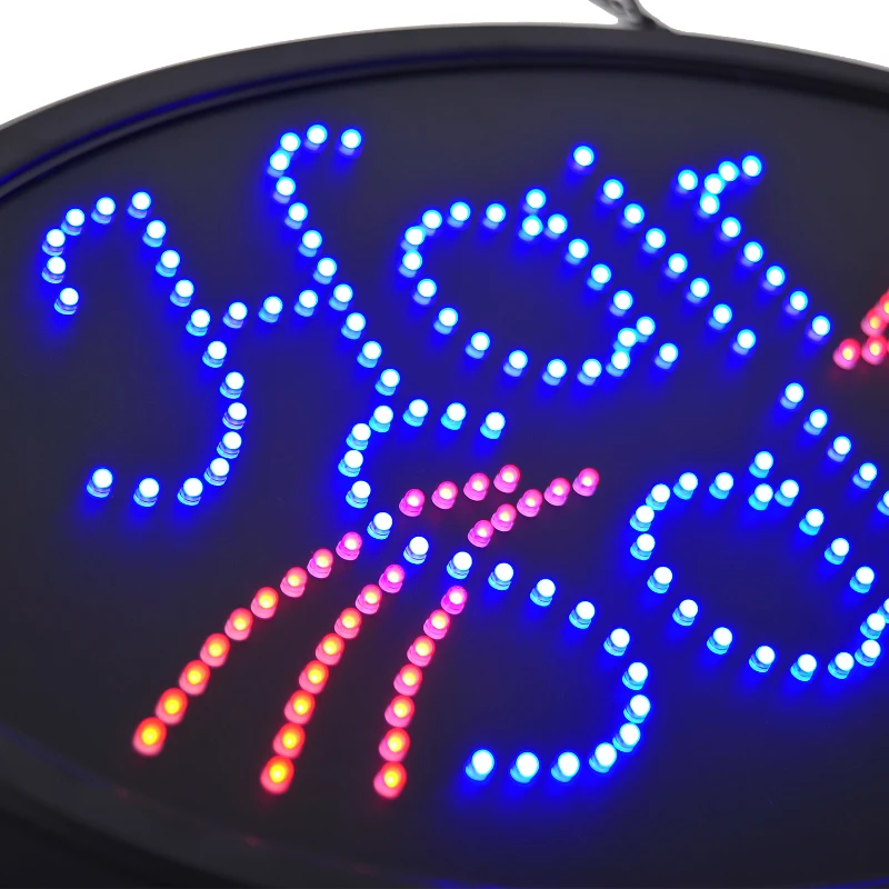 LED Hair Salon Store Sign - 3 Flash Patterns - Black Board/Colourful Bulbs