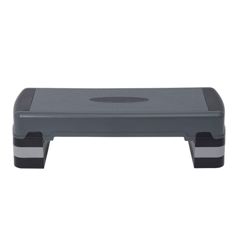 Soozier 35” Adjustable Aerobic Platform Stepper with Risers 6” 8” 10” Cardio Fitness Trainer Workout Step, Black Grey