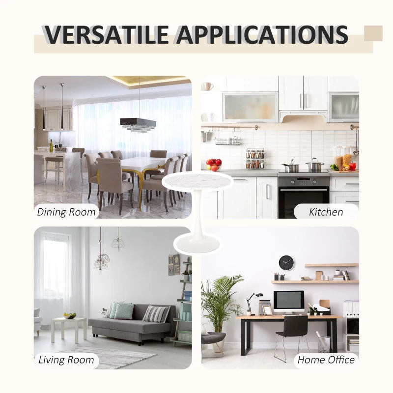 HOMCOM 27.5" Round Dining Table with Metal Pedestal Base for Living Room, Natural Wood/Black