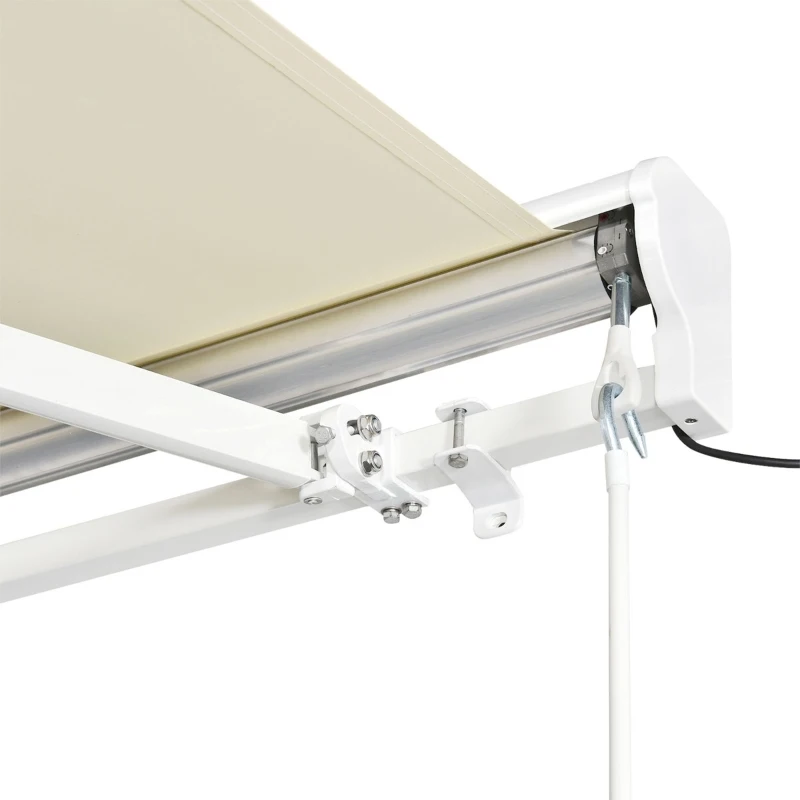 Outsunny 12' x 10' Patio Motorized/Manual Retractable Awning Outdoor Sun Shade Shelter Deck Remote Control Canopy, Beige