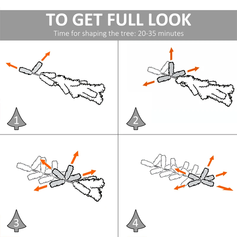 HOMCOM 7FT Christmas Tree Artificial Classic Tree Holiday Indoor Decoration, with metal Support 499 Tips, Grey