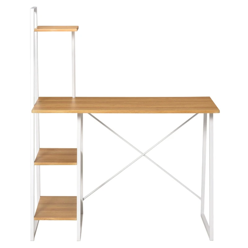 HOMCOM Home Office Computer Desk w/ 3-Tier Storage Shelves Study Workstation, Natural