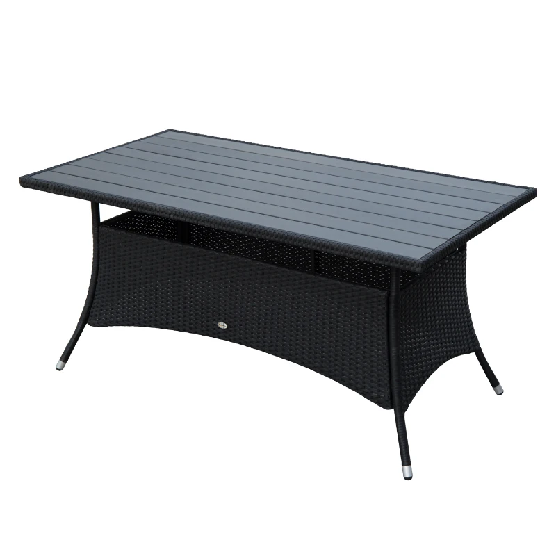 Outsunny 7 Pieces Rattan Dining Set Garden Wicker Furniture Slat Top Table Backyard