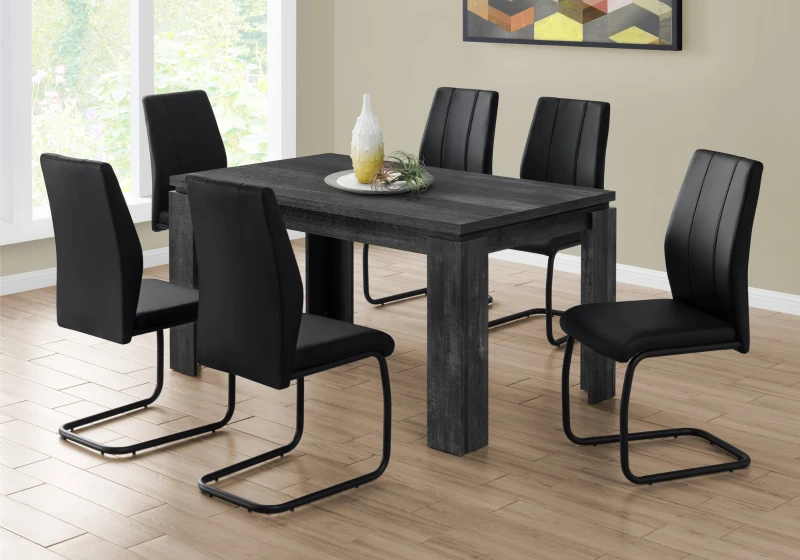 Monarch 36" x 60" Contemporary Dining Table with Rustic Reclaimed Wood-Look Finish - Black