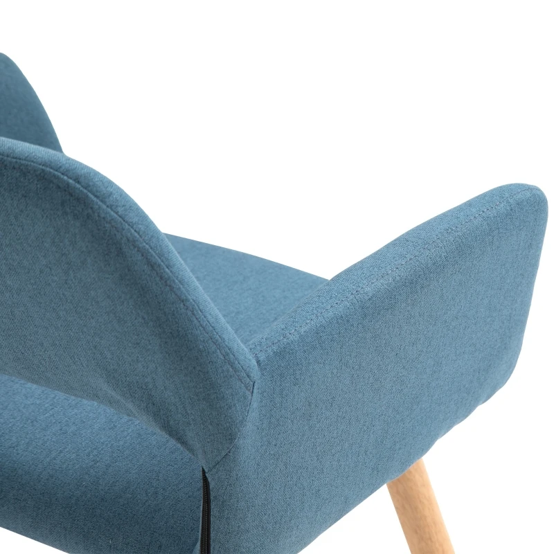 HOMCOM Dining Chairs Set of 2 Home Modern Accent Armchair for Bedroom Living Room with Fabric Surface and Solid Wood Legs, Blue