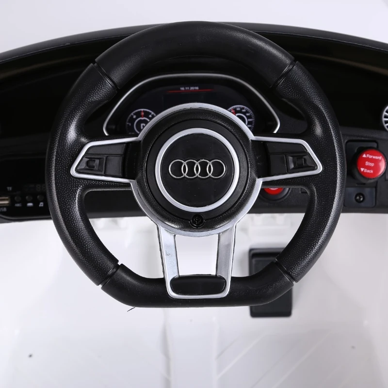 Aosom 6V Audi TT RS Kids Licensed Ride On Car Toy Battery Powered High/Low Speed with Headlight Music and Remote Control - White(m-12)