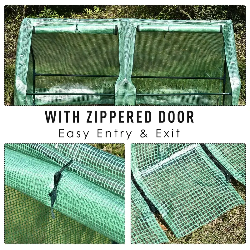 Outsunny 6' x 3' x 3' Mini Greenhouse with Zippered Doors & Roll-up Windows, Portable Plant Hot House with Durable PE Cover, Water Resistant, UV Protected for Outdoor Flowers, Vegetables, Green