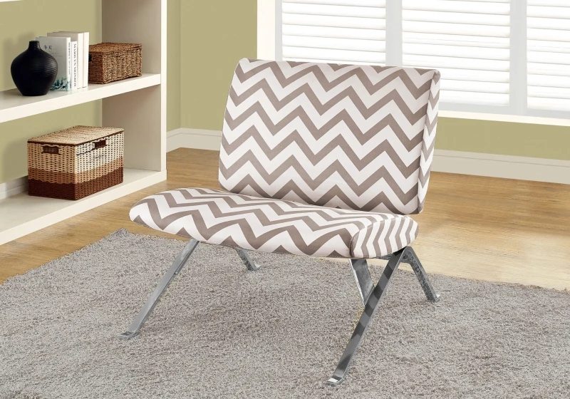 Monarch Modern Padded Upholstered Fabric Armless Accent Chair - Dark Taupe Chevron