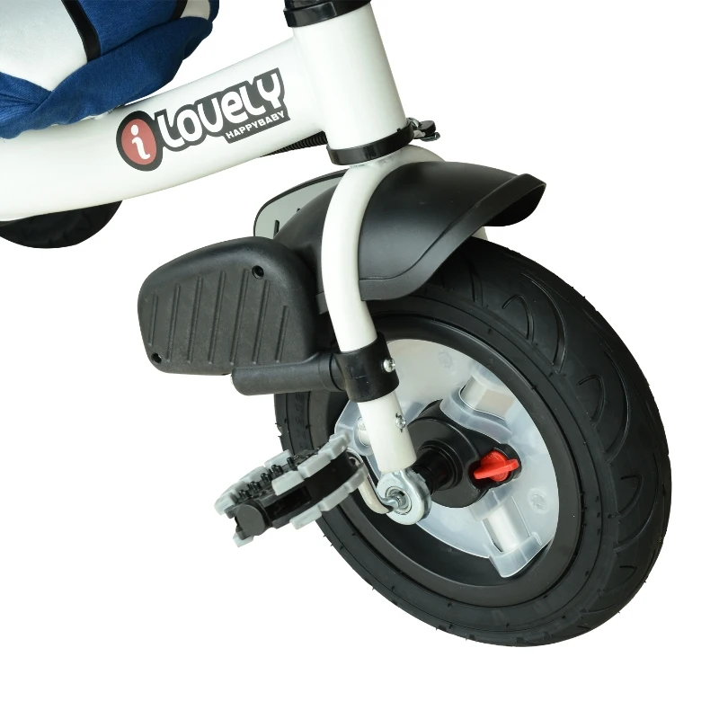 Qaba 4-in-1 Baby Tricycle & Stroller Kids Trike w/ Pushbar & Canopy Toddler Blue