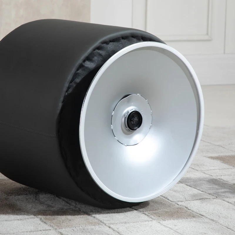 HOMCOM 360° Swivel Foot Stool Round PU Ottoman w/ Thick Padding and Solid Steel Base