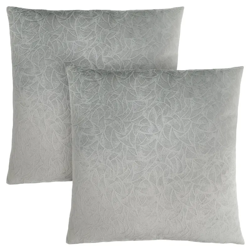 Monarch 18" x 18" Floral Velvet Decorative Throw Pillow (Set of 2) - Light Grey