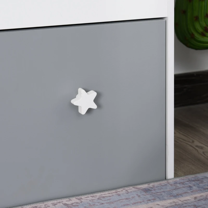 HOMCOM 3-Tier Bookcase with Drawer House Shaped Storage Organizer Bedroom Study Room for Children White & Grey