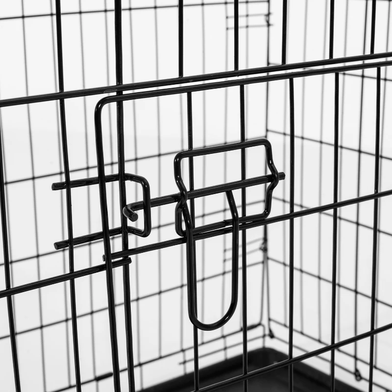 PawHut 48"x30"x32" Double Door Folding Metal Dog Crate Pet Cage Exercise Kennel Puppy House Playpen w/ Plastic Tray