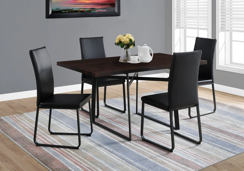 Monarch 60" x 36" Rectangular Modern Metal Base Dining Table - Cappuccino Brown