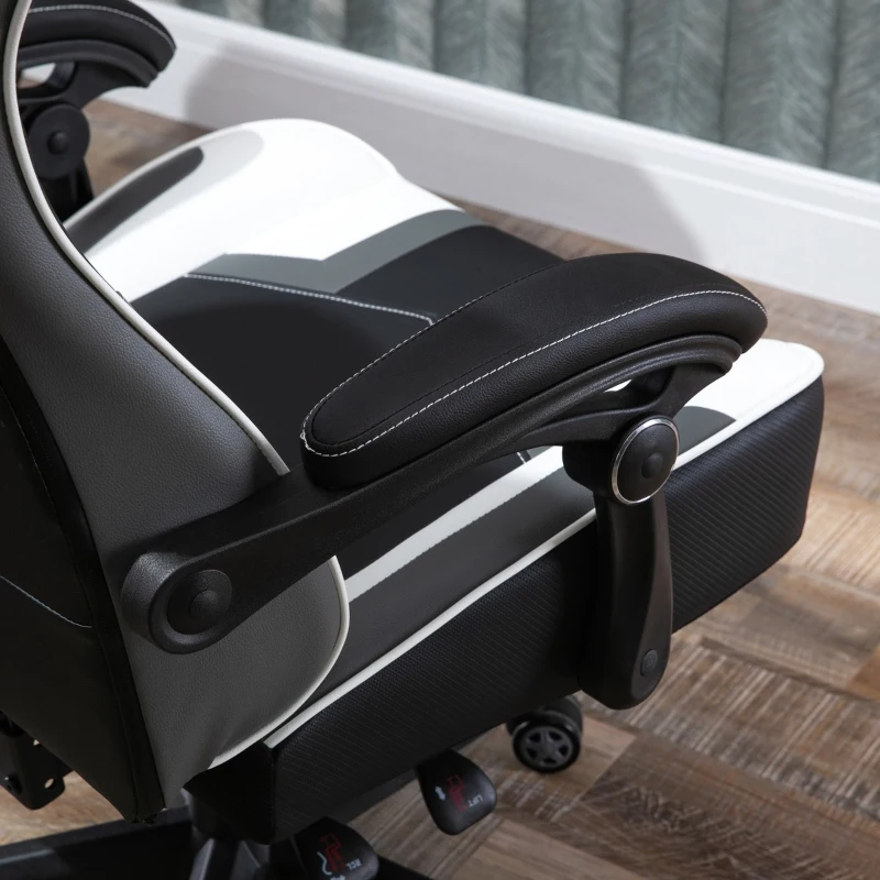 Vinsetto High Back Gaming Chair, Racing Style Ergonomic Computer Desk Chair with Adjustable Height, Retractable Footrest, Headrest and Lumbar Support, Grey