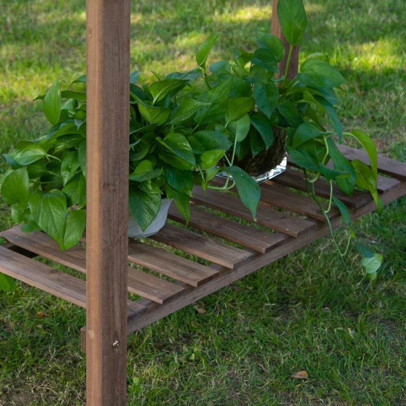 Outsunny Wooden Garden Potting Bench with Hidden Storage, Spacious Work Table for Gardening Projects, Brown