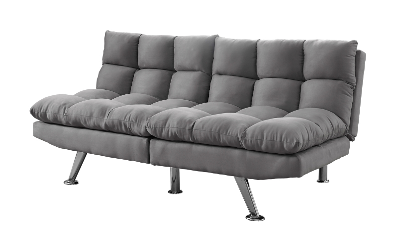 Monarch Split Back Micro-Suede Convertible Sleeper Sofa - Grey