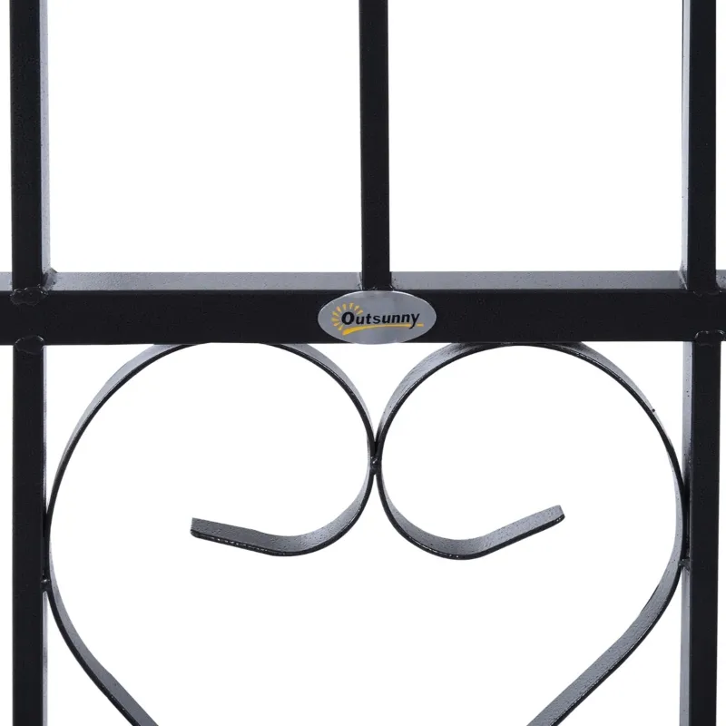 Outsunny 6.7' Steel Garden Arch Arbor with Scrollwork Hearts, Planter Boxes for Climbing Vines, Ceremony, Weddings, Party, Backyard, Lawn, Gray