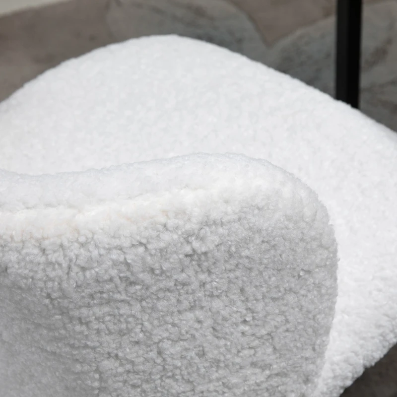 HOMCOM Faux Fur Home Office Chair, Accent Swivel Desk Chair, Makeup Vanity Seat with Adjustable Height, White