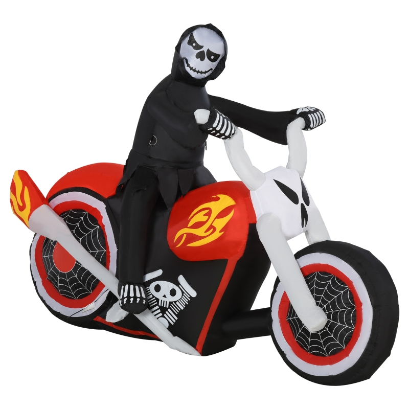 HOMCOM 7.5' W Inflatable Halloween Grim Ghost Biker, Blow Up Outdoor LED Yard Display, Waterproof