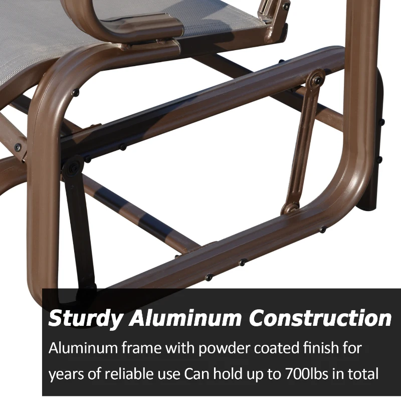 Outsunny Double Seat Glider Garden Bench Rocking Chair Porch Furniture Patio Swing Lounger