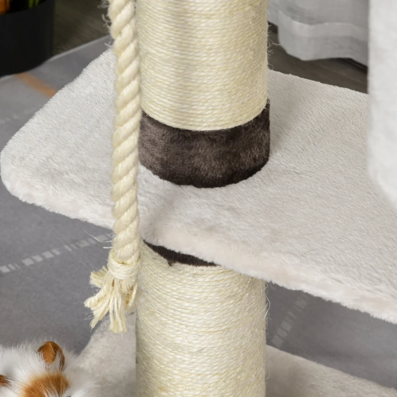 PawHut 47.75" Luxury Plush Cat Tree Activity Tower with Sisal Scratching Posts, Elevated Perches & a  Roomy Condo