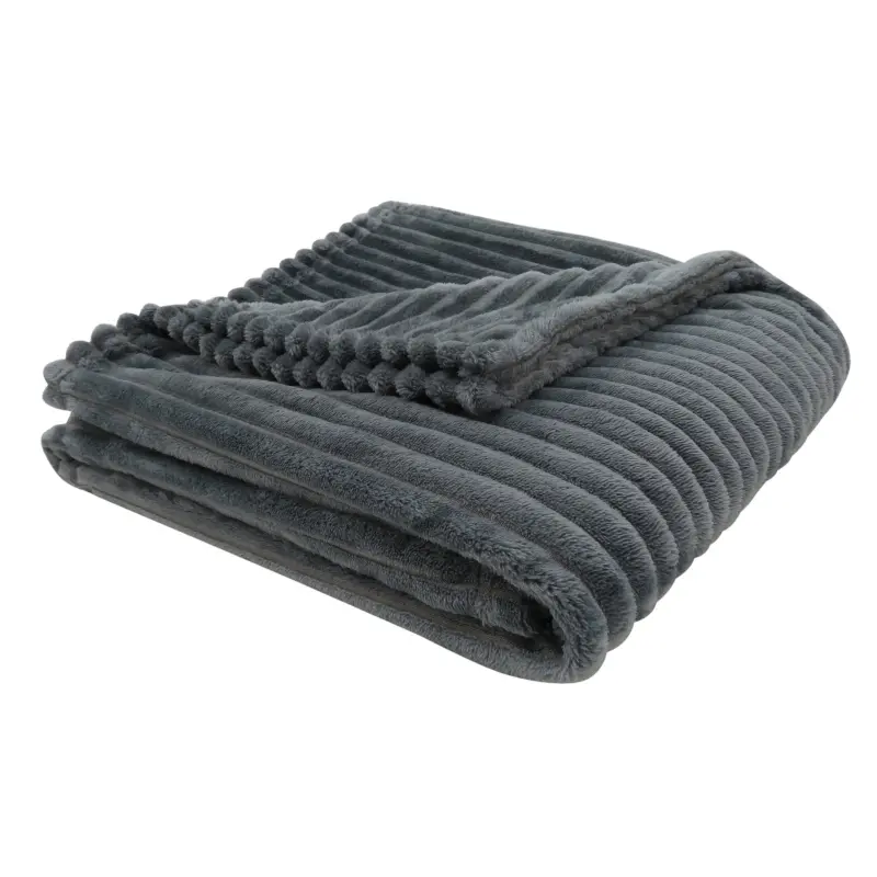 Monarch 60" x 50" Ultra Soft Ribbed Style Throw Blanket - Grey