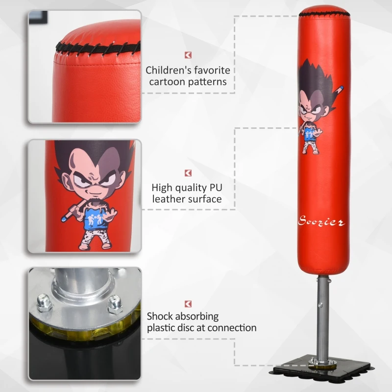 Soozier 57" Free Standing Kids Boxing Stand Punching Bag w/Suction Cup Base Great for Daily Training