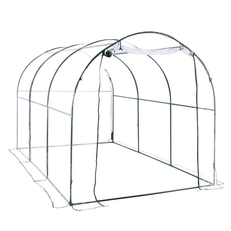 Outsunny 11.5x6.6x6.6ft Walk-in Tunnel Greenhouse Portable Garden Plant Growing House Transparent