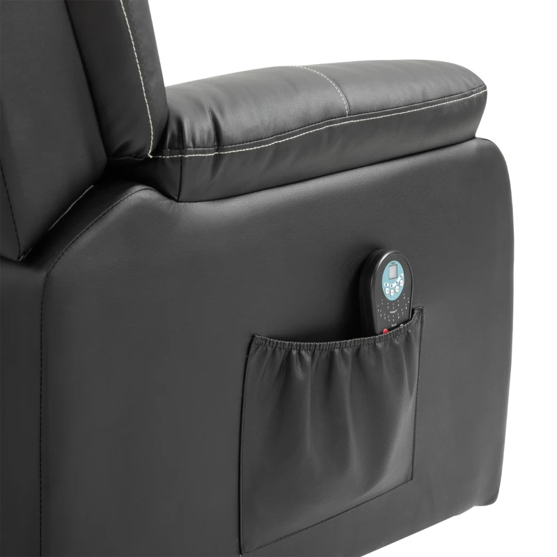 HOMCOM Vibrating Massage PU Leather Recliner Chair with Footrest, Remote Control, and 8 Massaging Points, Black