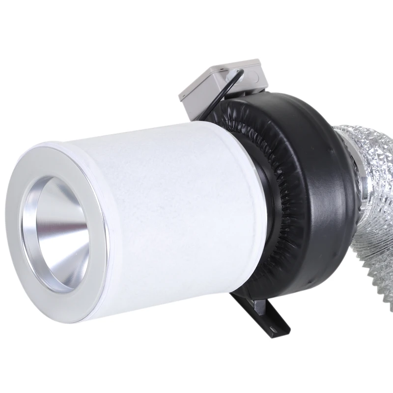 DURHAND 6 Inch Inline Fan Carbon Filter Duct Combo 2 Clamps Hydroponics Grow Room Tent Ventilation Kit