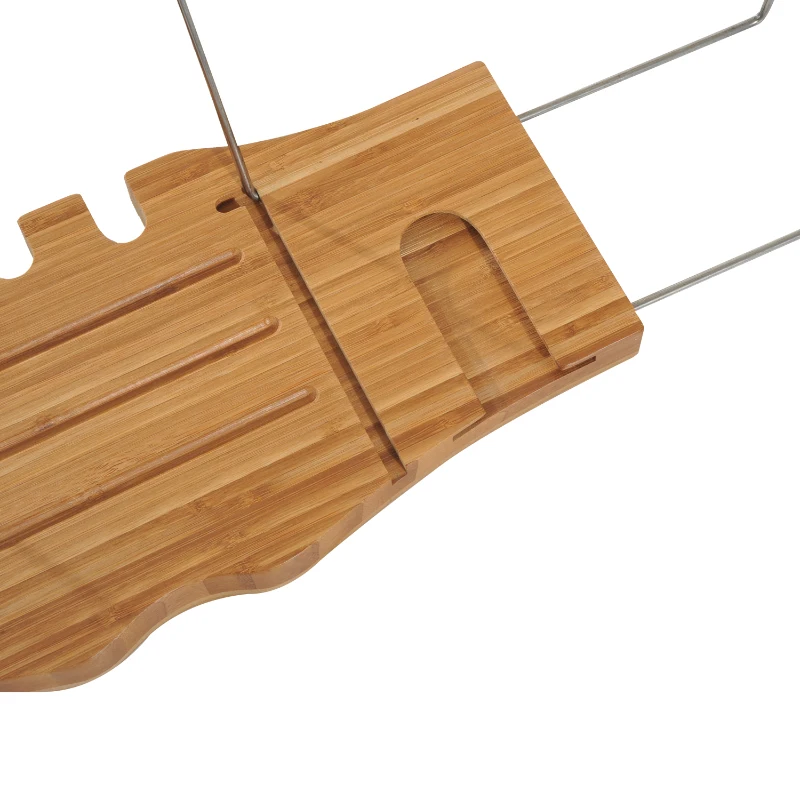 HOMCOM Bathtub Caddy Shelf Bath Tub Holder Bathroom Tray Wine Book Rack Stand