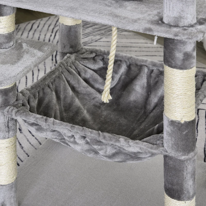 PawHut Plush Cat Tree Activity Center w/ Sisal Scratching Posts Hammock Perch Condo