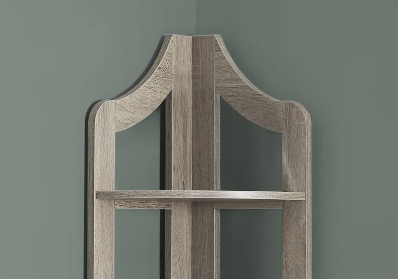 Monarch 72" Wood Grain-Look 5-Tier Corner Accent Display Bookcase - Dark Taupe Finish