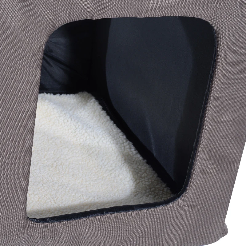 PawHut Double Heated Cat House Portable Indoor/Outdoor Kitty Shelter for Ferral Cat in Winter, Brown