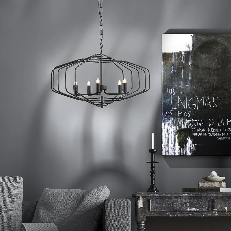 HOMCOM Vintage Pendant Lights Industrial Adjustable Pivoted Design Hanging Lighting