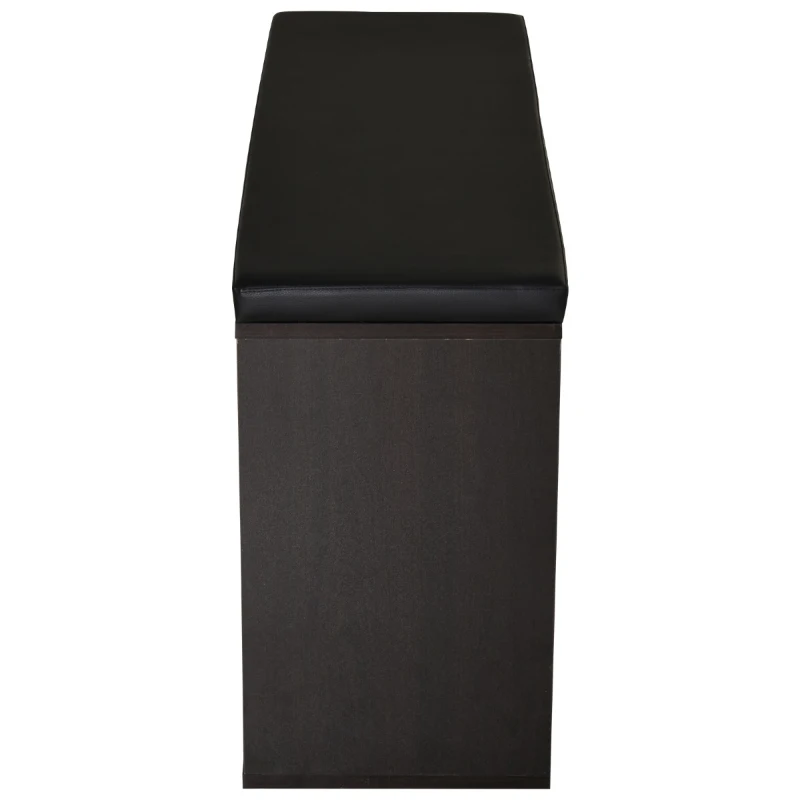 HomCom Upholstered Shoe Entryway Bench Rack with Comfortable PU Cushion Bench & Flexible Shelving Options, Brown