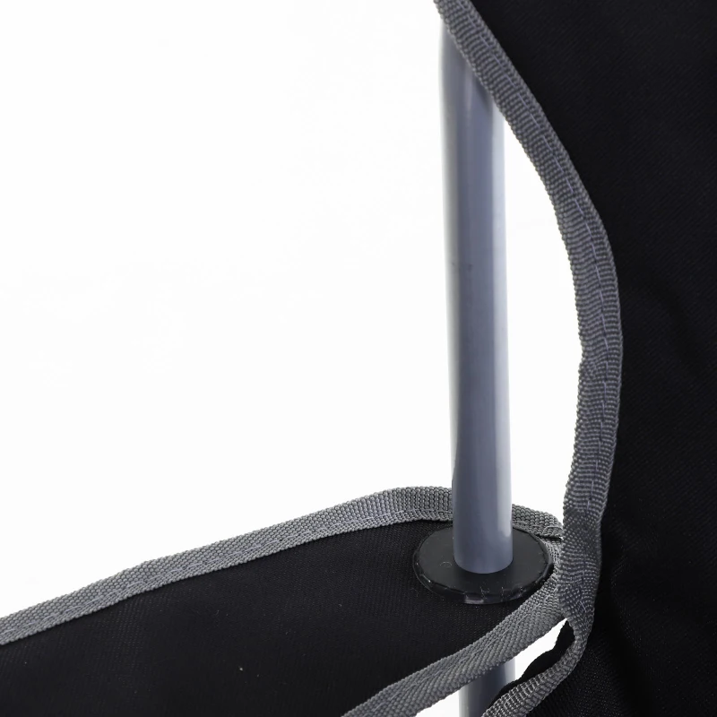 Outsunny 2 Person Folding Camping Chair Oxford Metal Fishing w/ Ice Bag  Cup Holder Black