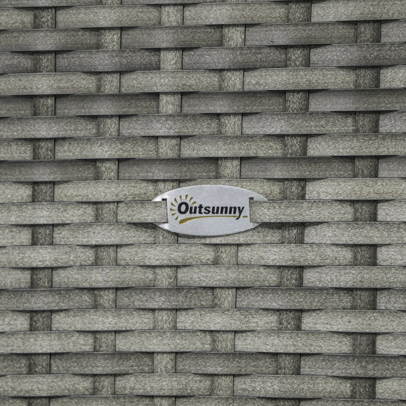 Outsunny 3 Pieces Wicker Patio Furniture Set, Rattan Bistro Set with 2-Tier Coffee Table, Extra Wide Chairs and Cushions, Outdoor Conversation Set for Garden, Porch, Balcony, Grey