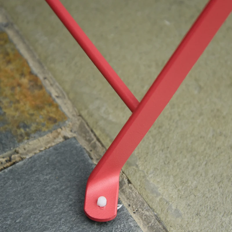 Outsunny 3pc Garden Table Set Foldable Dining Set with 1 Round Table and 2 Chairs Backyard Outdoor, Red