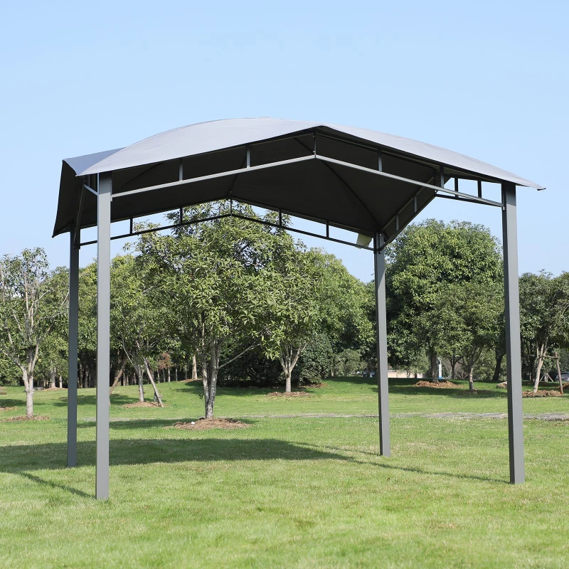 Outsunny 9.8' x 9.8' Outdoor Patio Gazebo Pavilion Canopy Tent Steel- Grey