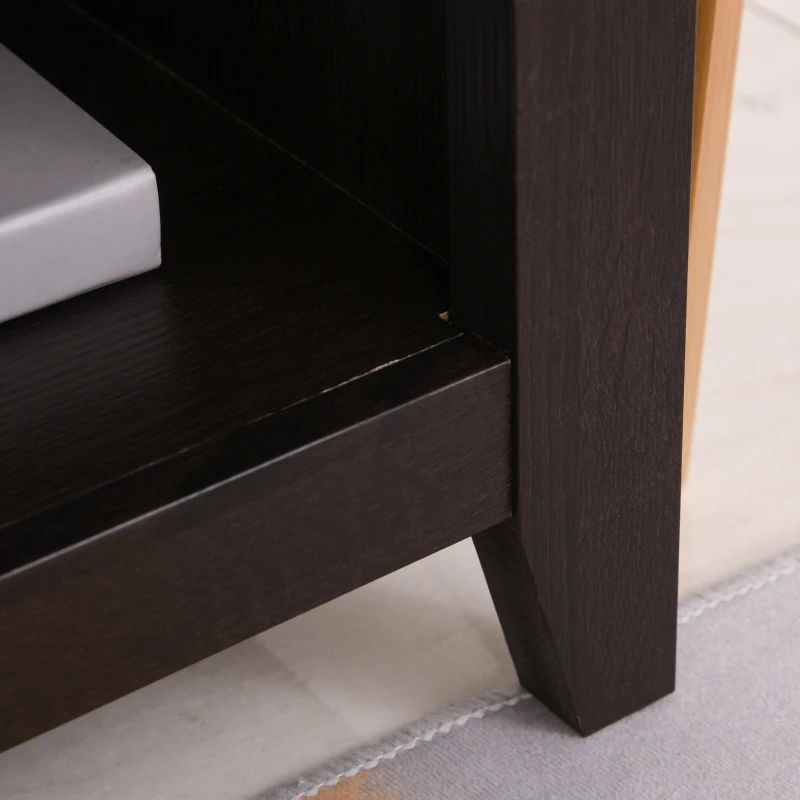 HOMCOM 60" W x 23.5" H Electric Fireplace Mantel TV Stand, Media Console Center Cabinet with 2 Adjustable Shelves, 4 Cable Management Holes and Fits up to 65" TV, Dark Brown