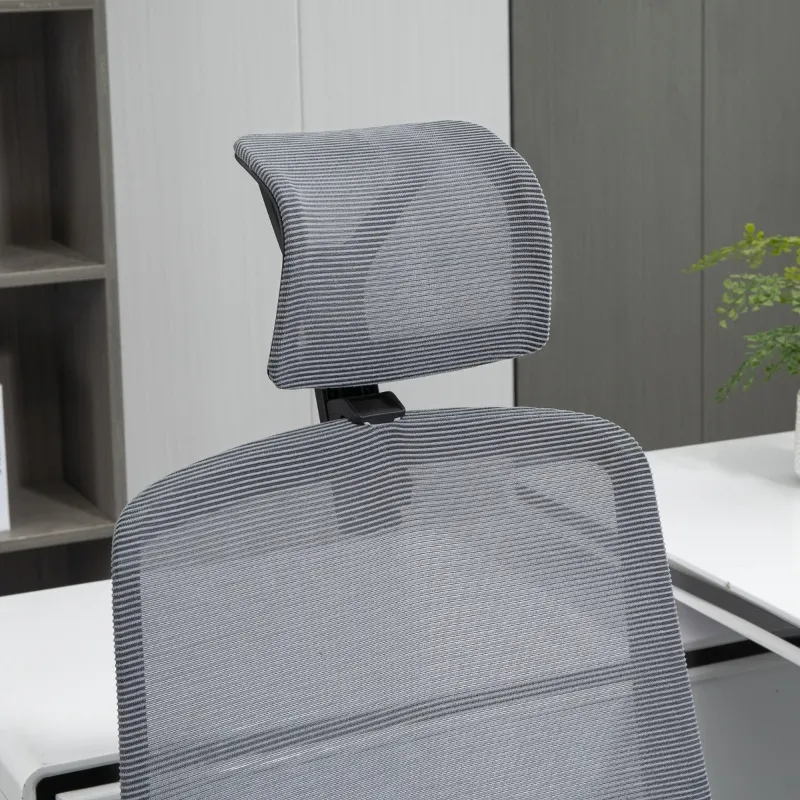 Vinsetto High Back Ergonomic Mesh Office Chair with Adjustable Height, Armrests, Lumbar Support and Headrest, Grey/Black