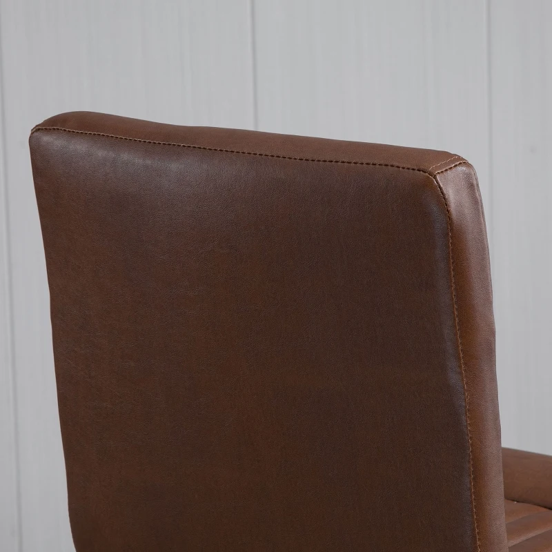 HOMCOM 30" Industrial Bar Stool, PU Leather Barstool with Footrest, Upholstered Armless Pub Height Chair, Brown / Black