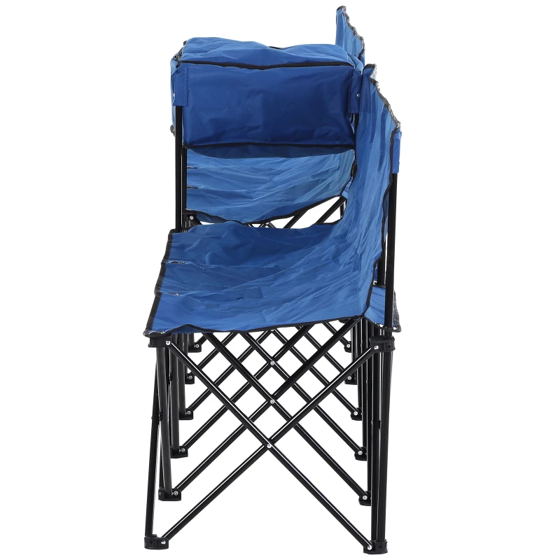 Outsunny 6-Person Folding Camping Bench Chair Sport Seat Folding Cooler Bag w/ Carrying Case