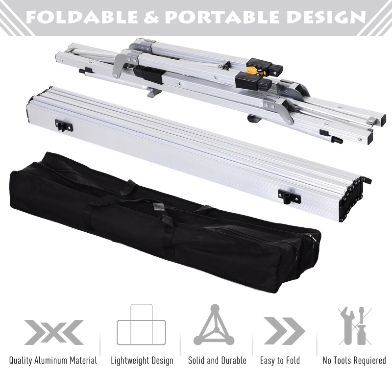 Outsunny Aluminum Foldable Camping Table Portable Lightweight Roll-up Picnic Table with Adjustable Height Design